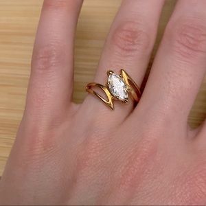 Vintage 14k Gold GF with Clear Crystal Stone Ring